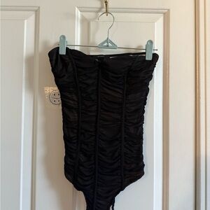 Forever 21 Black Ruched Bodysuit